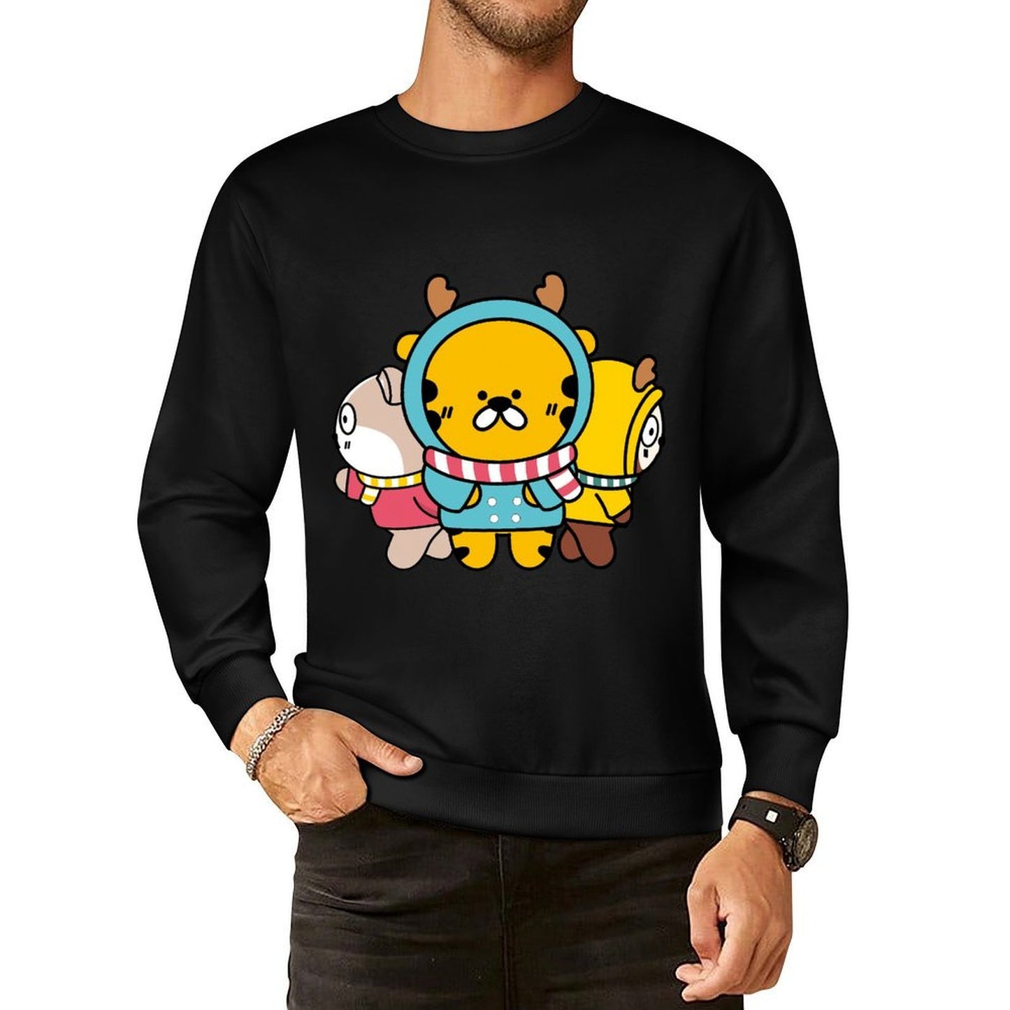 Front Patterned Long Sleeve TopOversized Pure