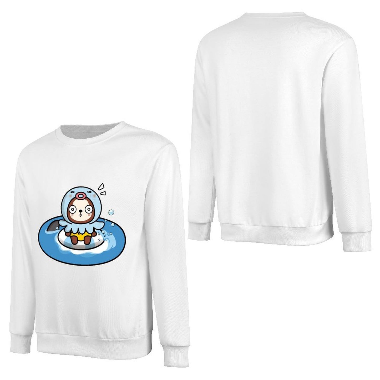 Front Patterned Long Sleeve TopSmooth Crewneck