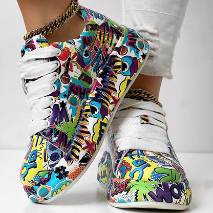 Women’s Colorful Graffiti Sneakers, Casual Street Style Shoes, Final Clearance Sale Now