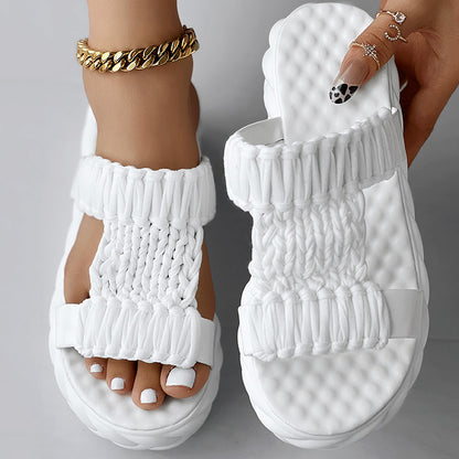 Black Woven Platform Sandals Women Casual Summer Shoes Clearance Sale