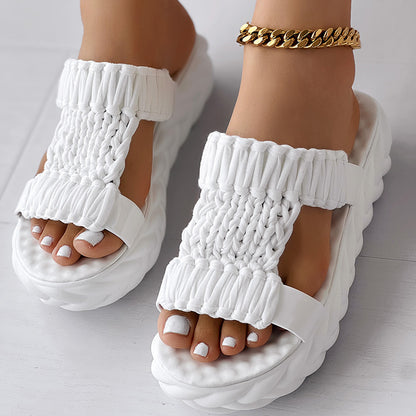 Black Woven Platform Sandals Women Casual Summer Shoes Clearance Sale