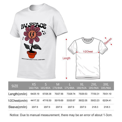 Inkmay Casual  Cotton T-shirt Cartoon Flower In Orange Pot Plant Unisex T-shirt