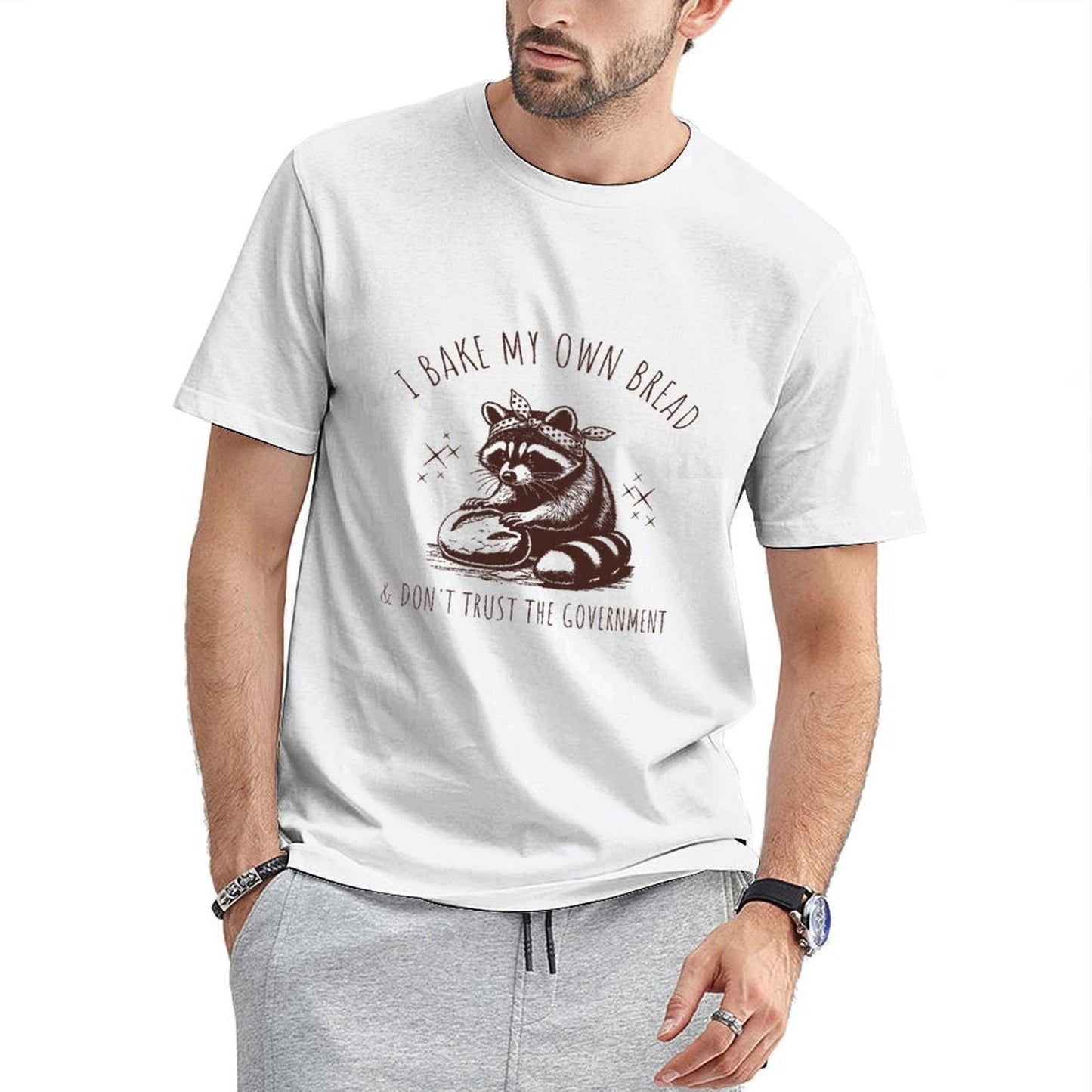 Inkmay Casual  Cotton T-shirt Brown Background With White Lines Unisex T-shirtAllSeason Fade-Resistant T-Shirt