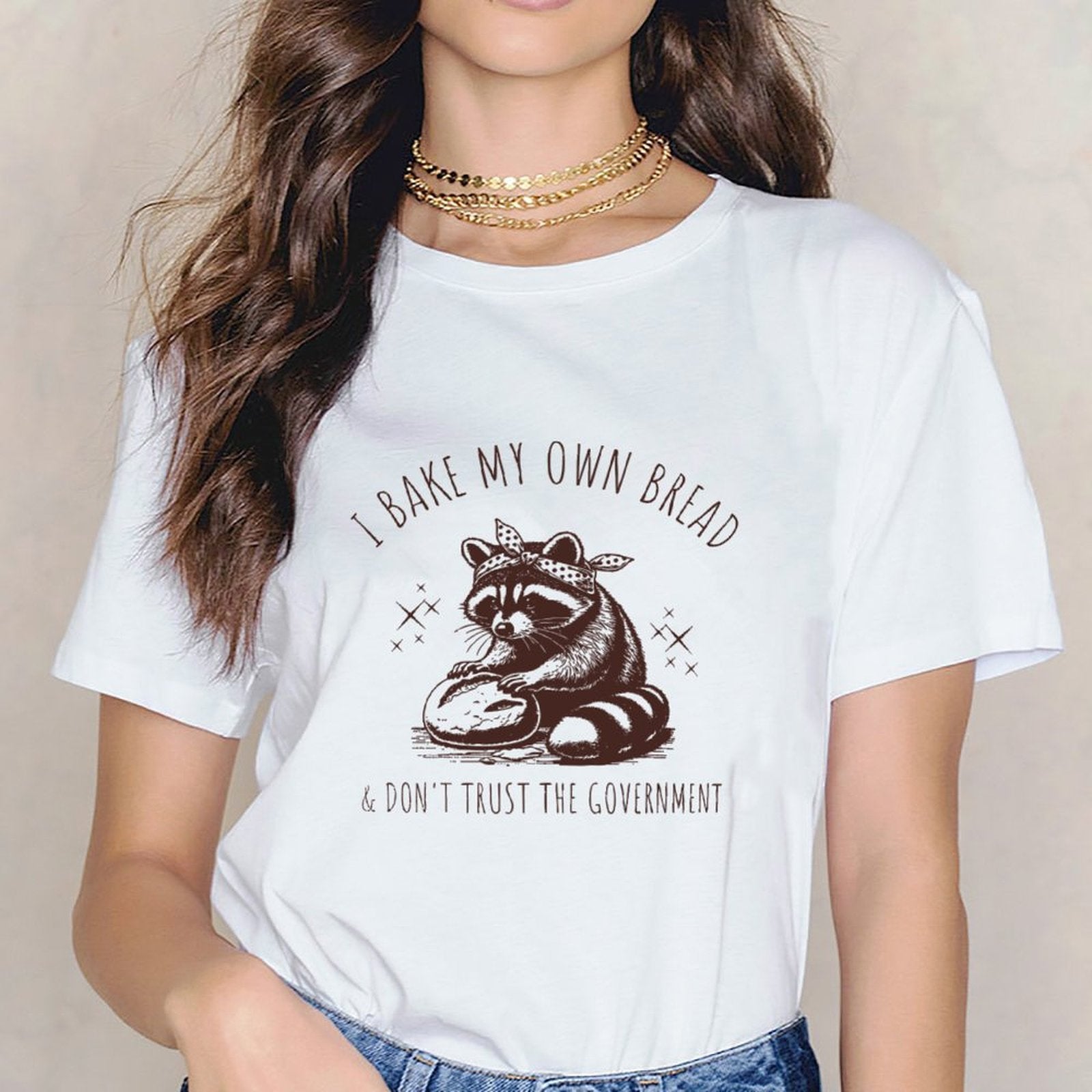 Inkmay Casual  Cotton T-shirt Brown Background With White Lines Unisex T-shirtAllSeason Fade-Resistant T-Shirt