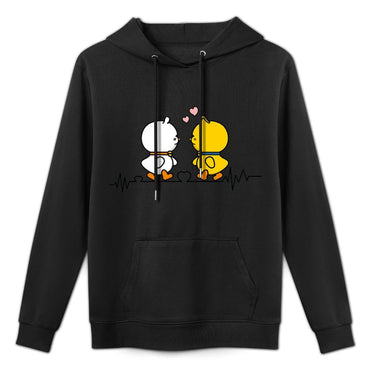 Solid LooseFit Front Graphic Hoodies