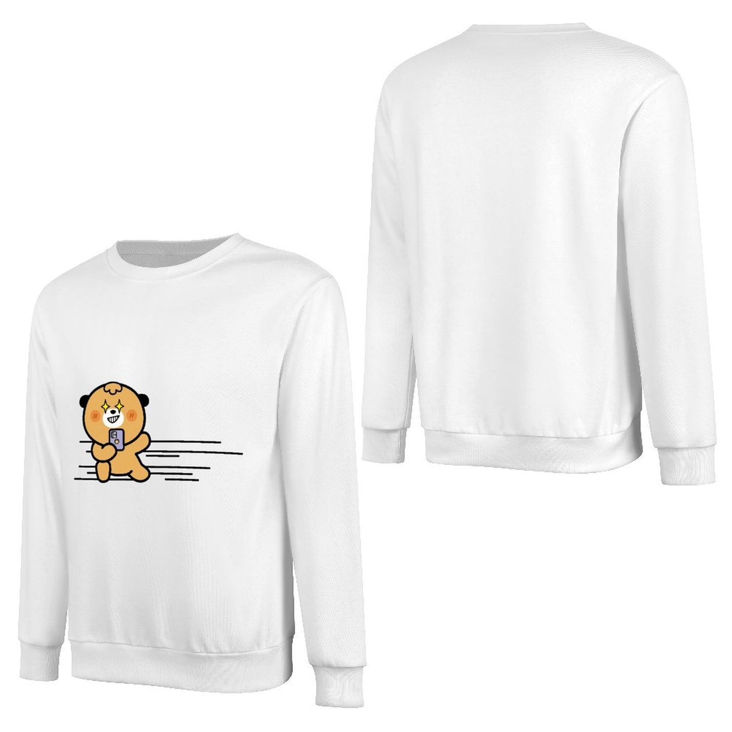 Front Patterned Long Sleeve TopRegular Crewneck