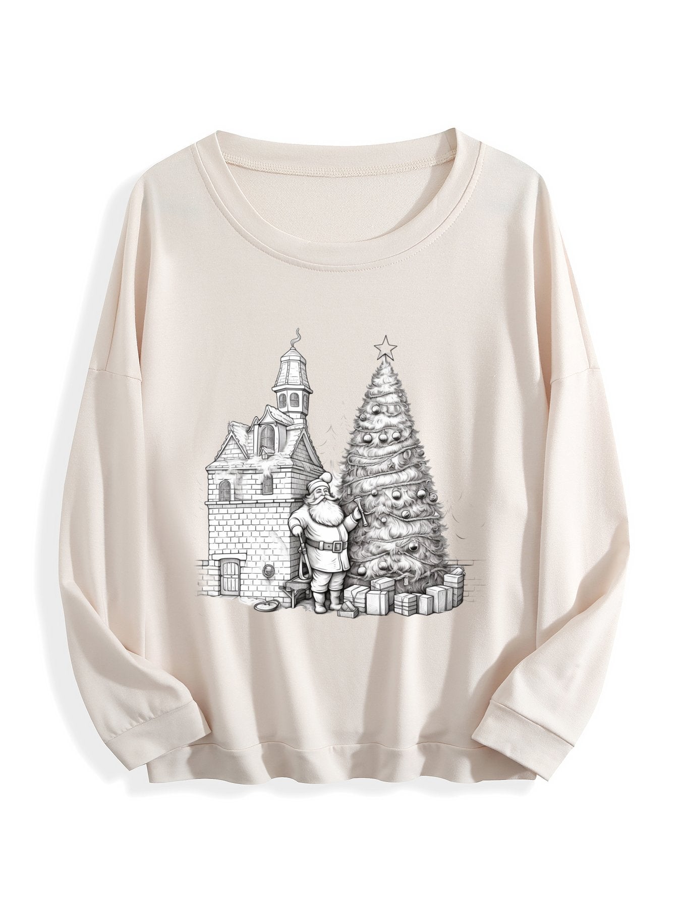 Customizable Christmas-themed long-sleeved shirt with a minimalist Santa Claus design