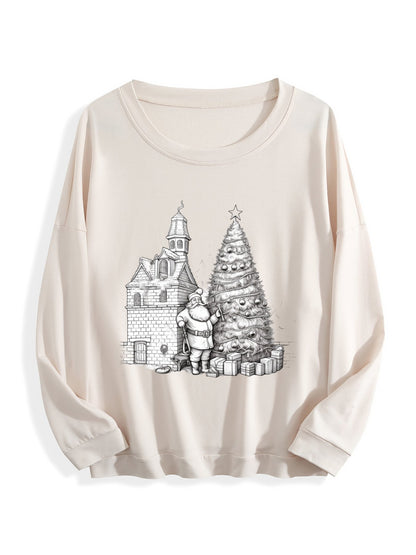 Customizable Christmas-themed long-sleeved shirt with a minimalist Santa Claus design