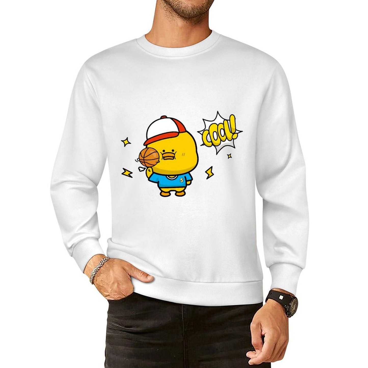 Front Patterned Long Sleeve TopPlain Oversized