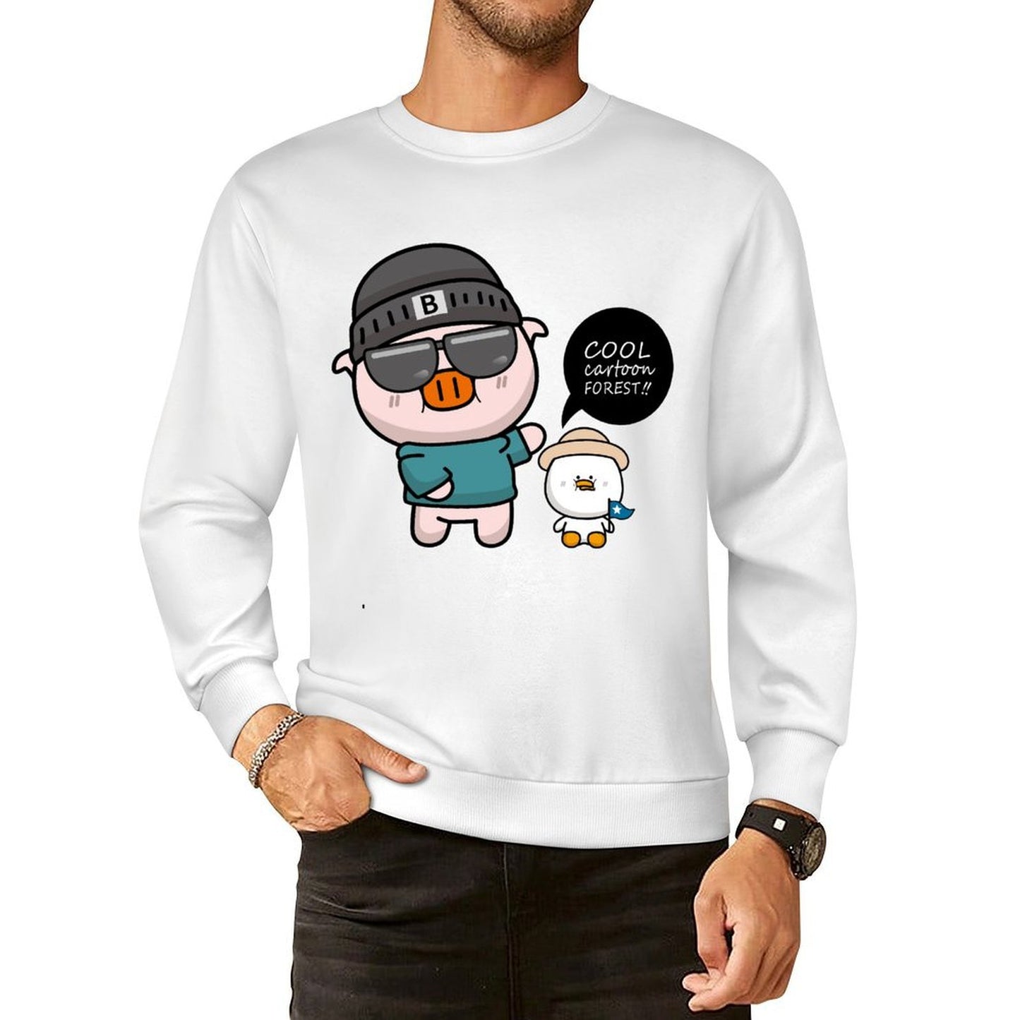 Front Patterned Long Sleeve TopBasic Vintage