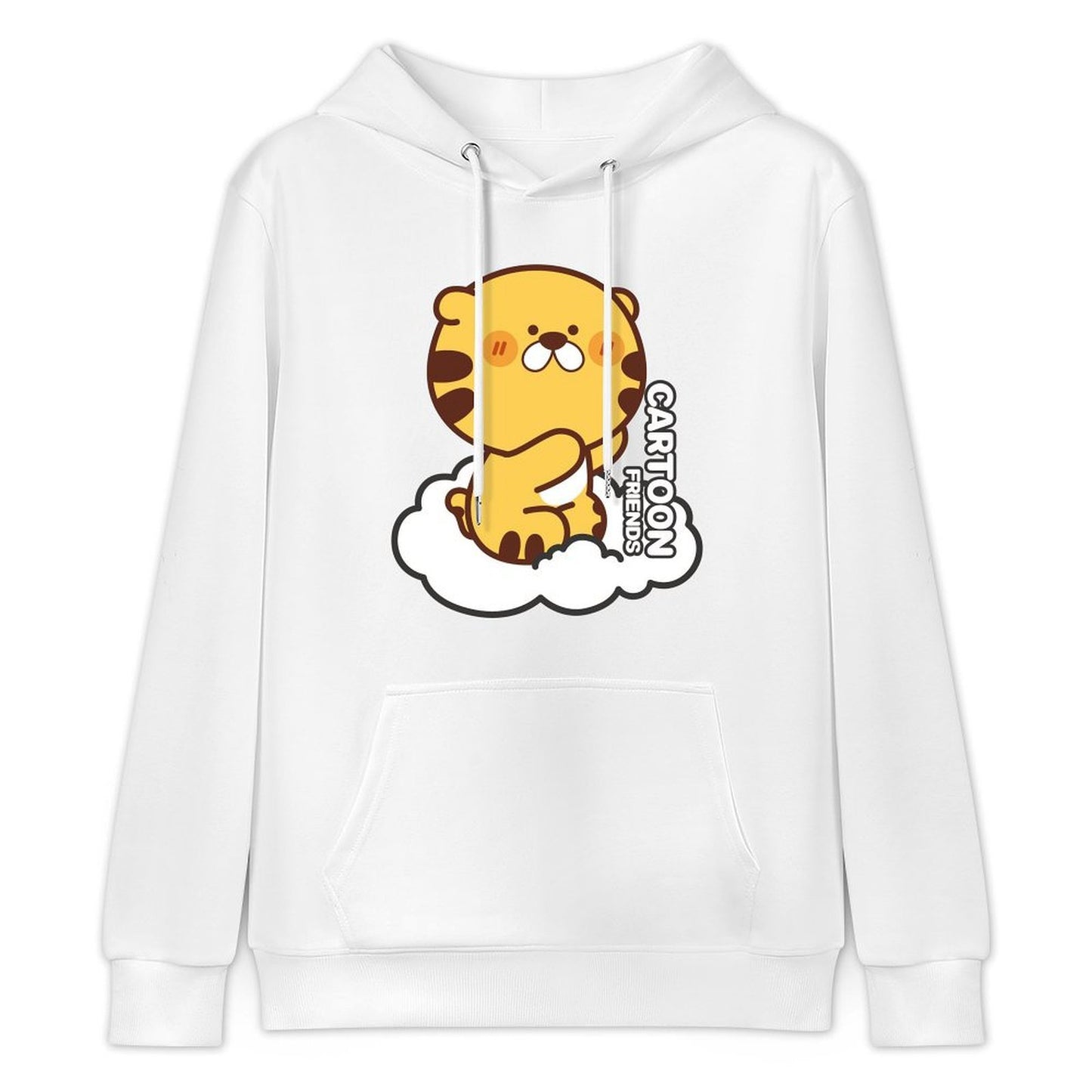 Regular Solid Front Graphic Hoodies