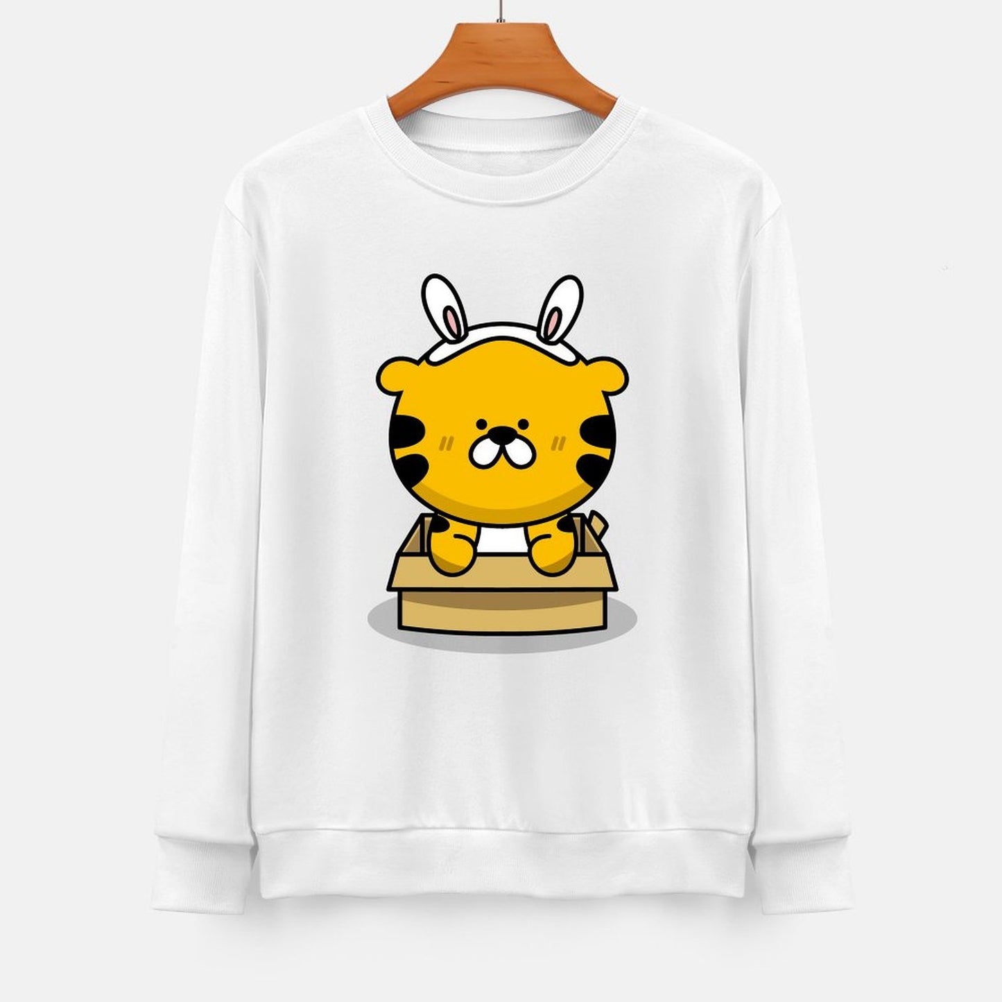 Front Patterned Long Sleeve TopStudio Crew Neck