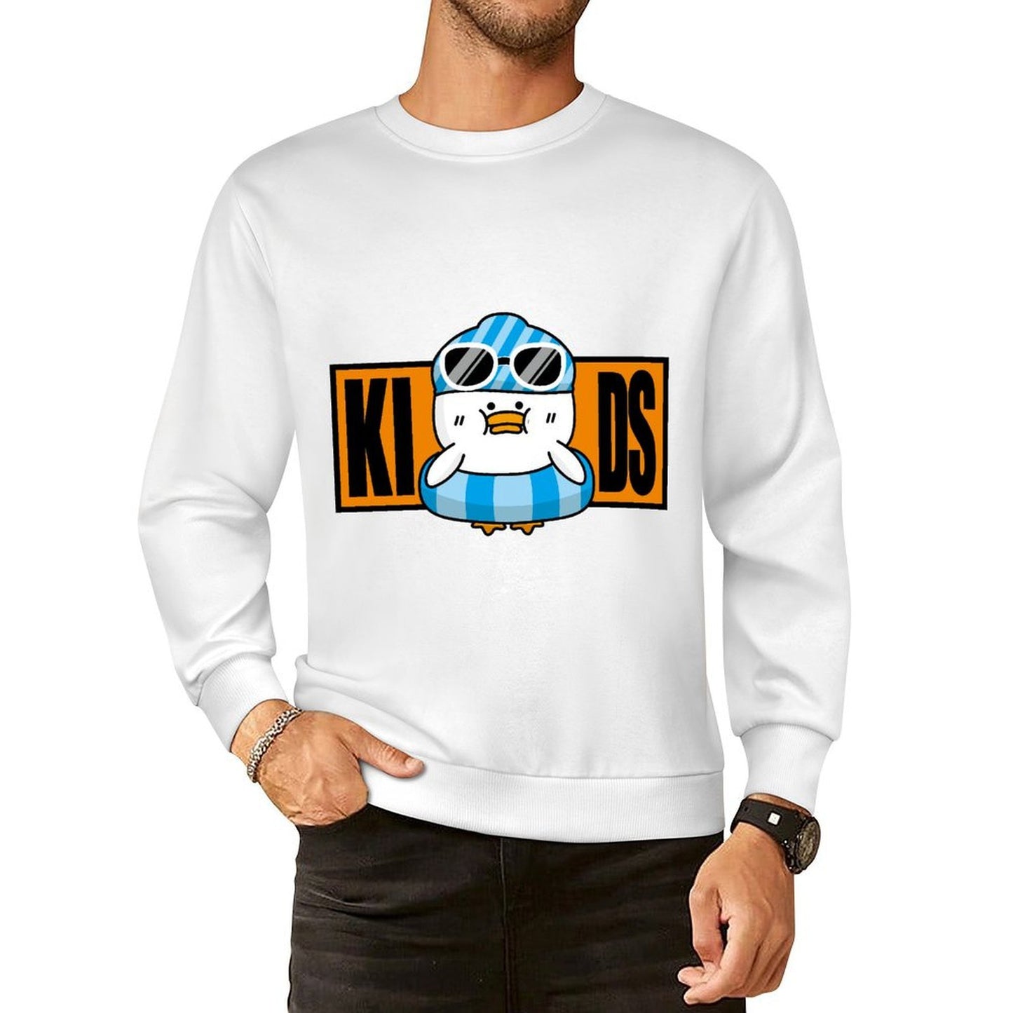 Front Patterned Long Sleeve TopSport Cotton