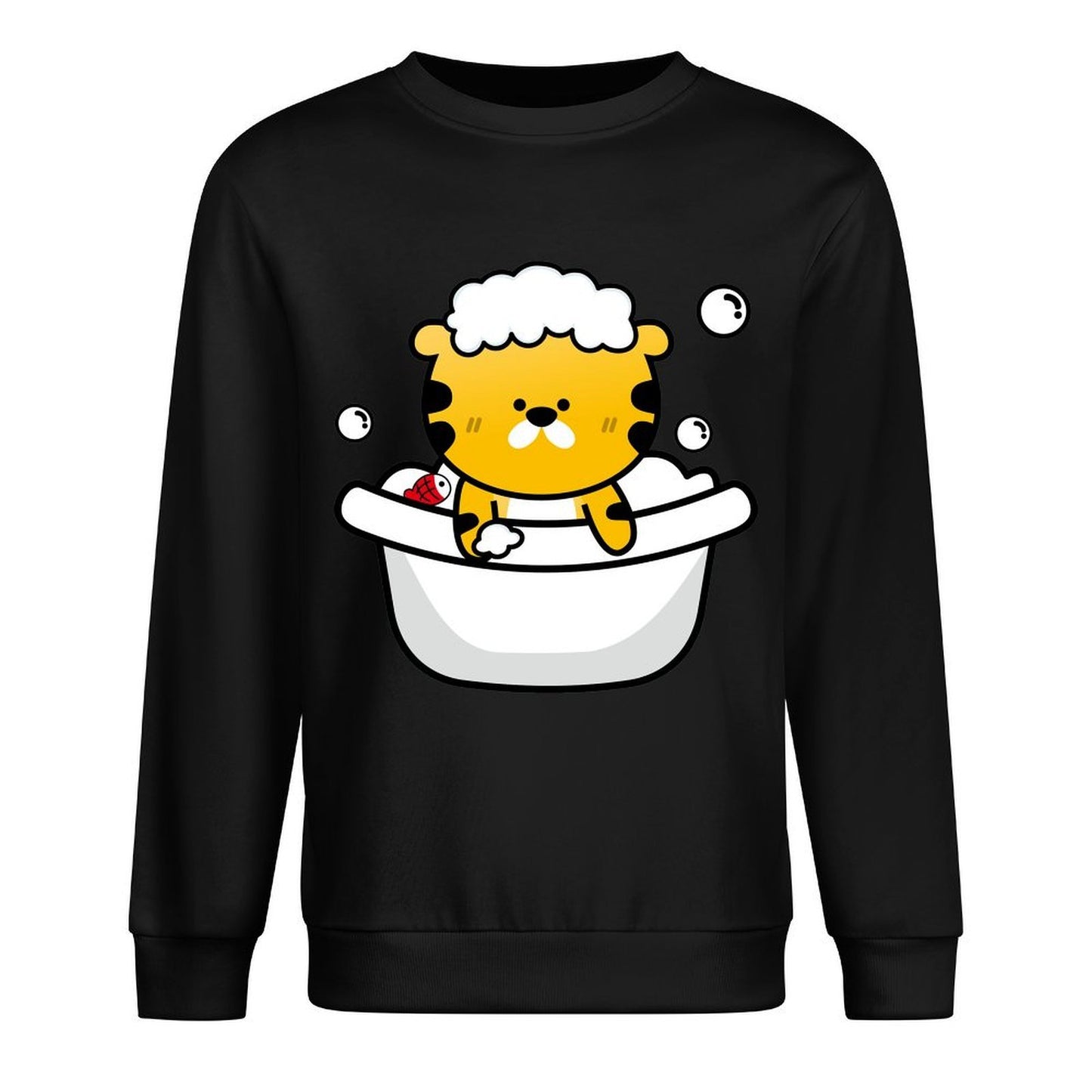 Front Patterned Long Sleeve TopStreet Crewneck