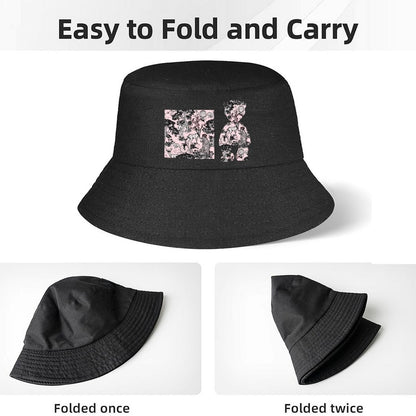 Graphic Black Bucket Hat with Urban Style Print