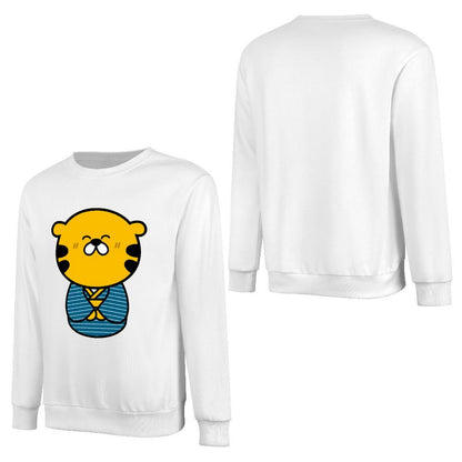 Front Patterned Long Sleeve TopPrinting Crew Neck