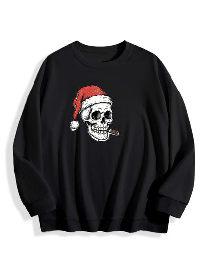 Customized Christmas-themed hoodies Skeleton smoking