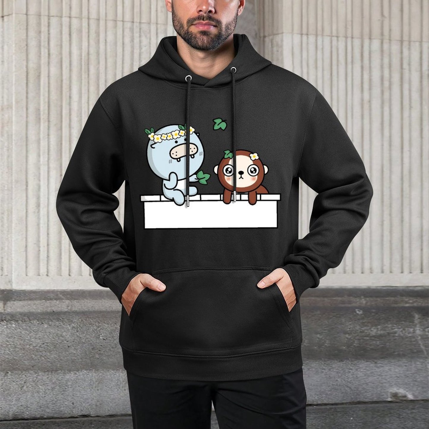 LooseFit Moisture-Wicking Front Graphic Hoodies