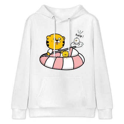 Relaxed Fit Double-Stitched Front Graphic Hoodies