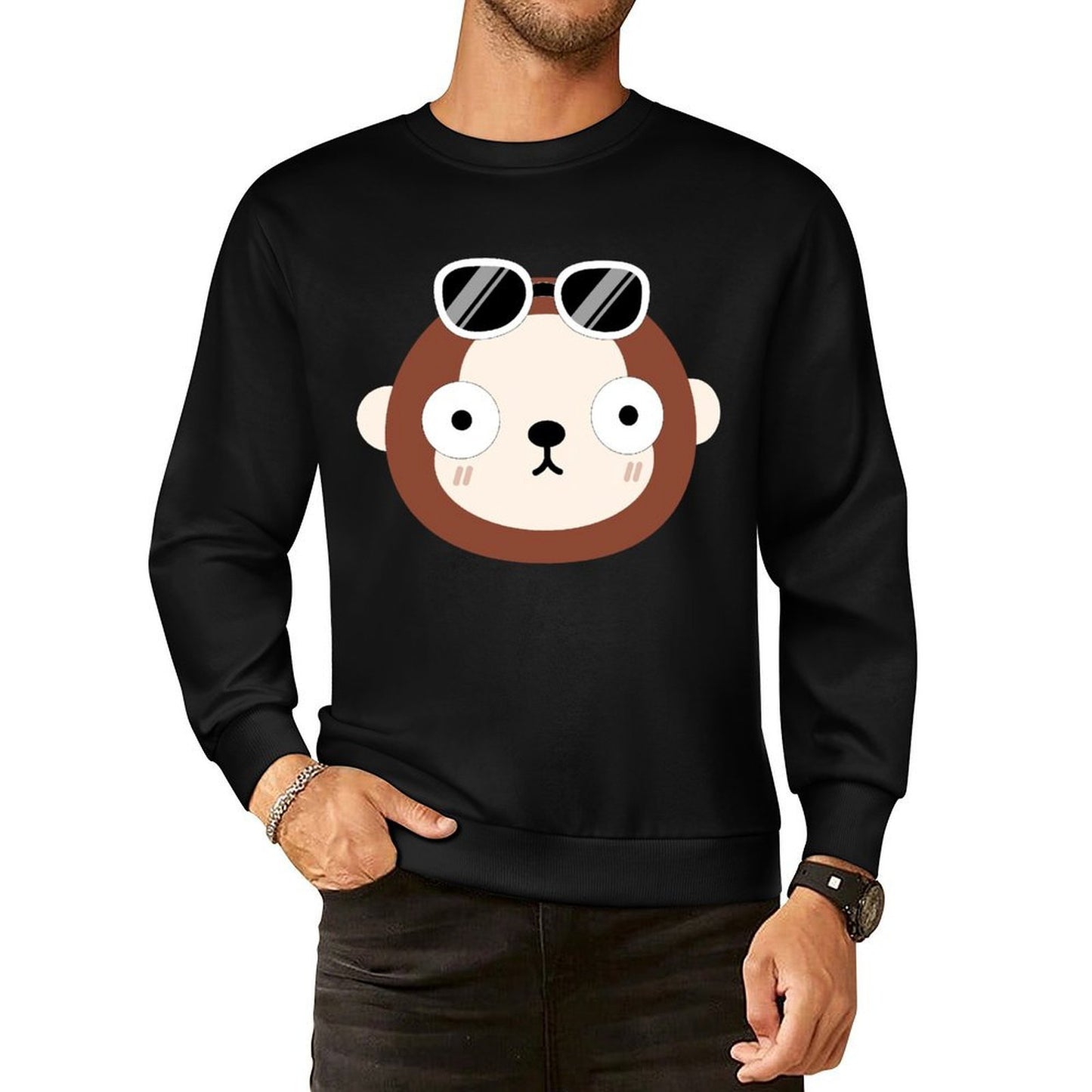 Front Patterned Long Sleeve TopMidweight Basic