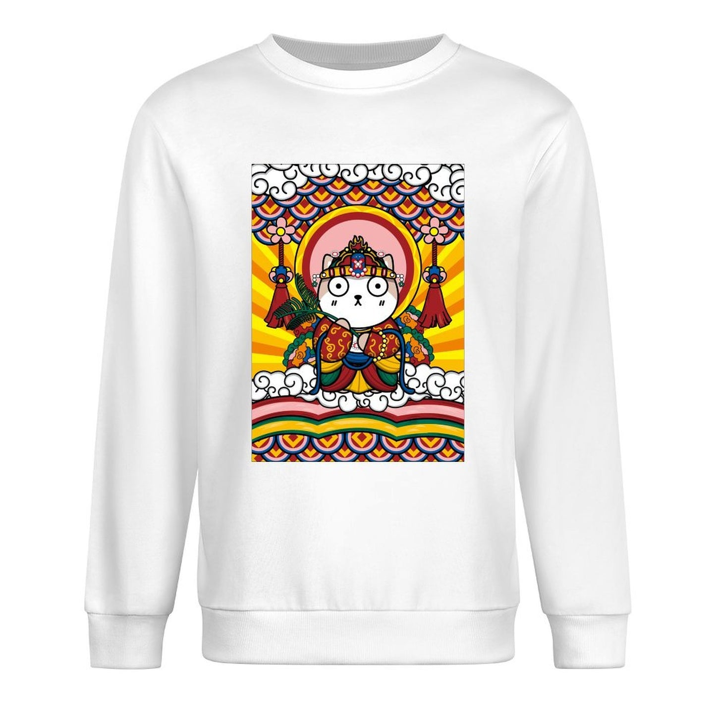 Front Patterned Long Sleeve TopEasyStyle Crew Neck