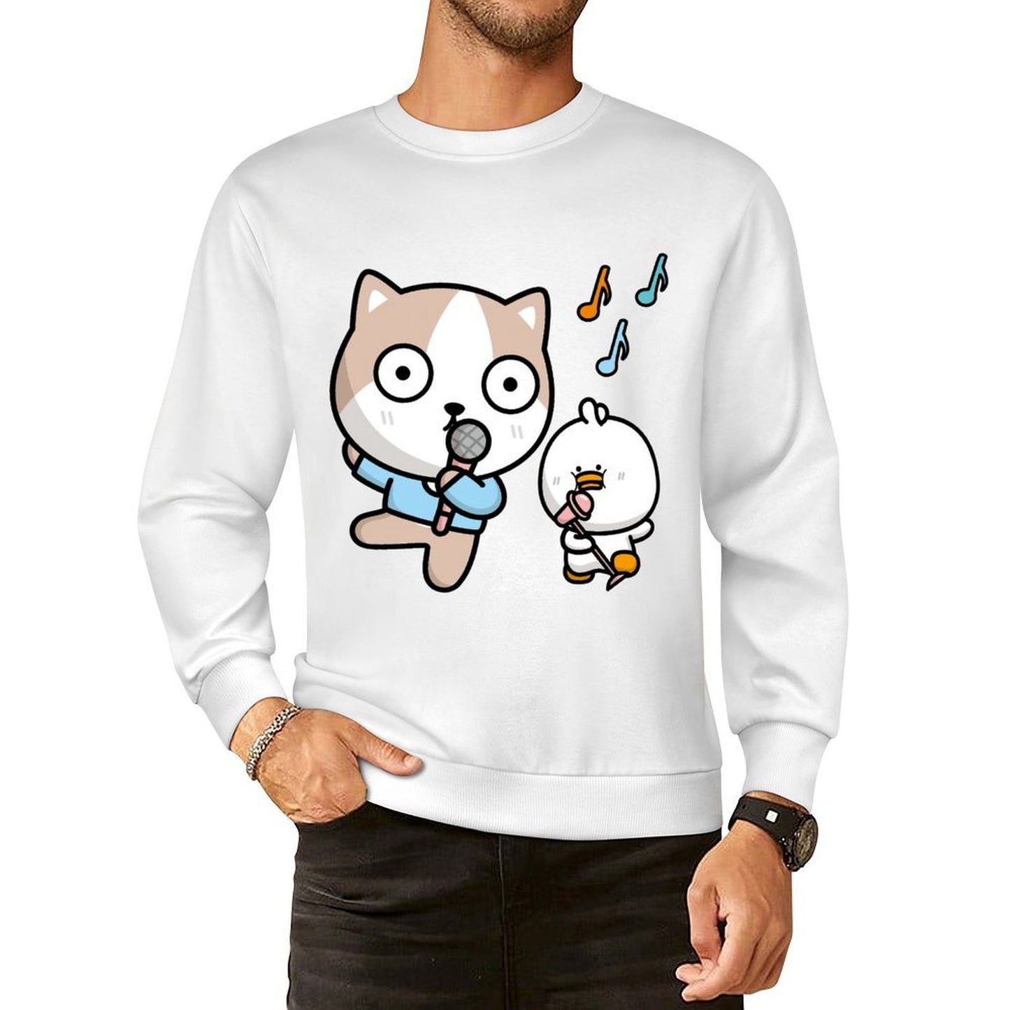 Front Patterned Long Sleeve TopClassic Fit Double-Stitched