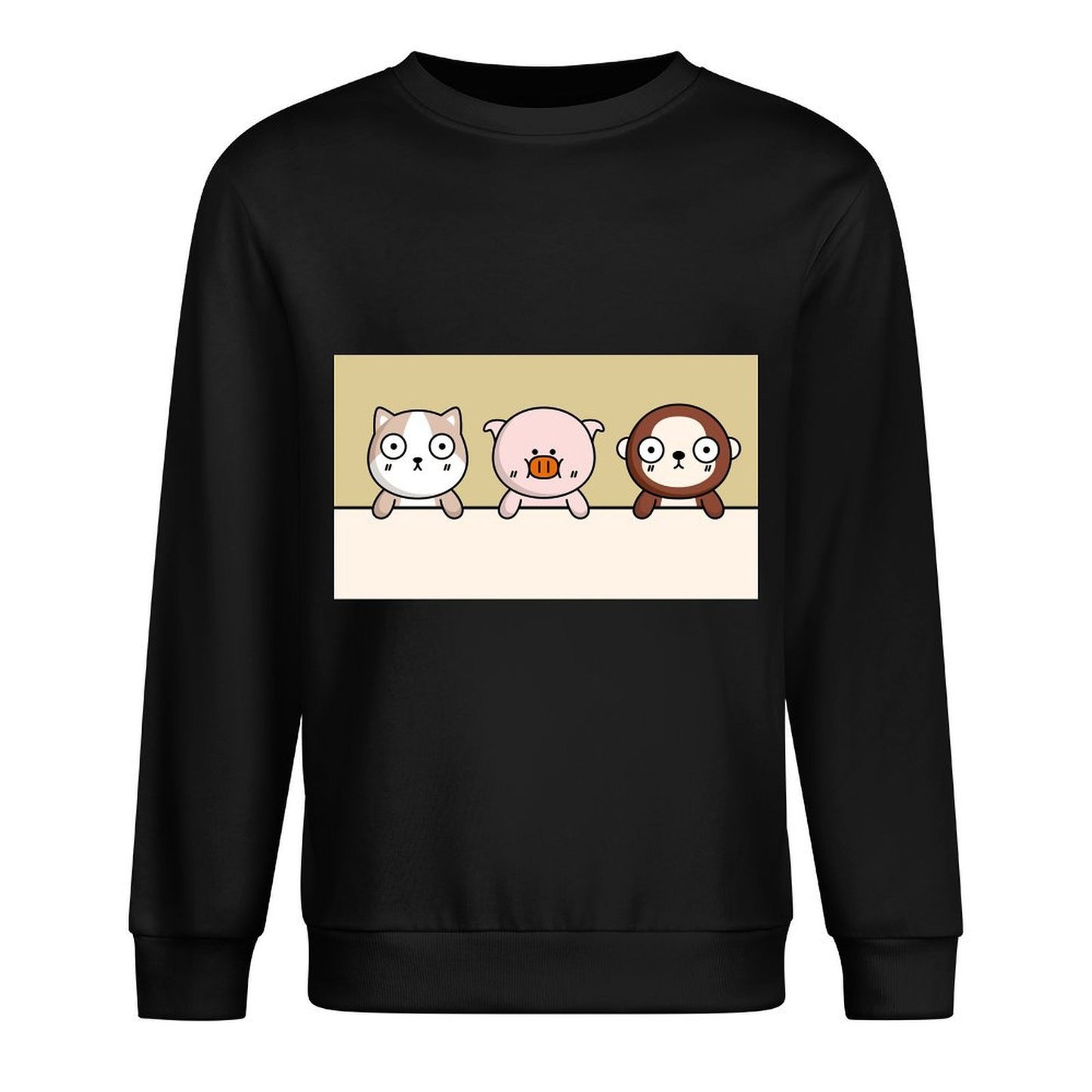 Front Patterned Long Sleeve TopHeavyweight Comfort