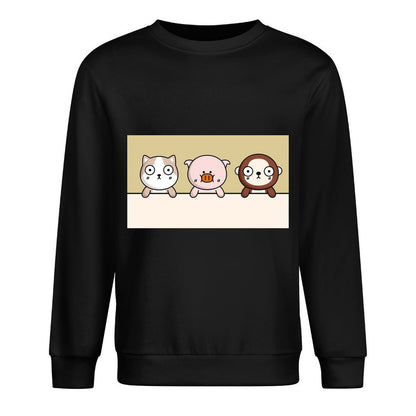 Front Patterned Long Sleeve TopHeavyweight Comfort