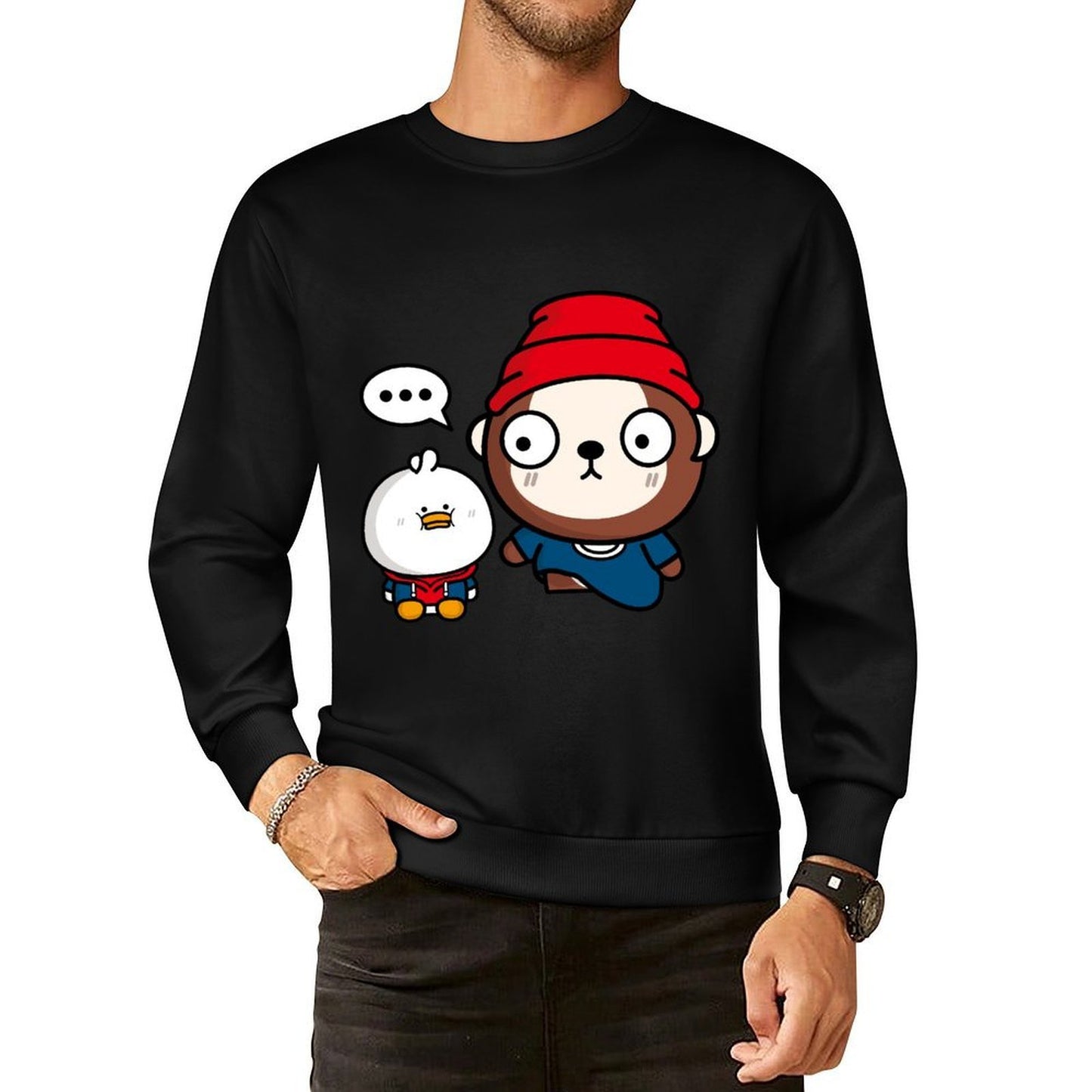 Front Patterned Long Sleeve TopHeavyweight Breathable