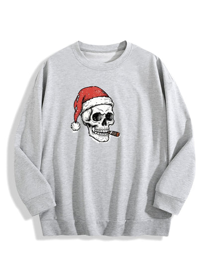 Customized Christmas-themed hoodies Skeleton smoking