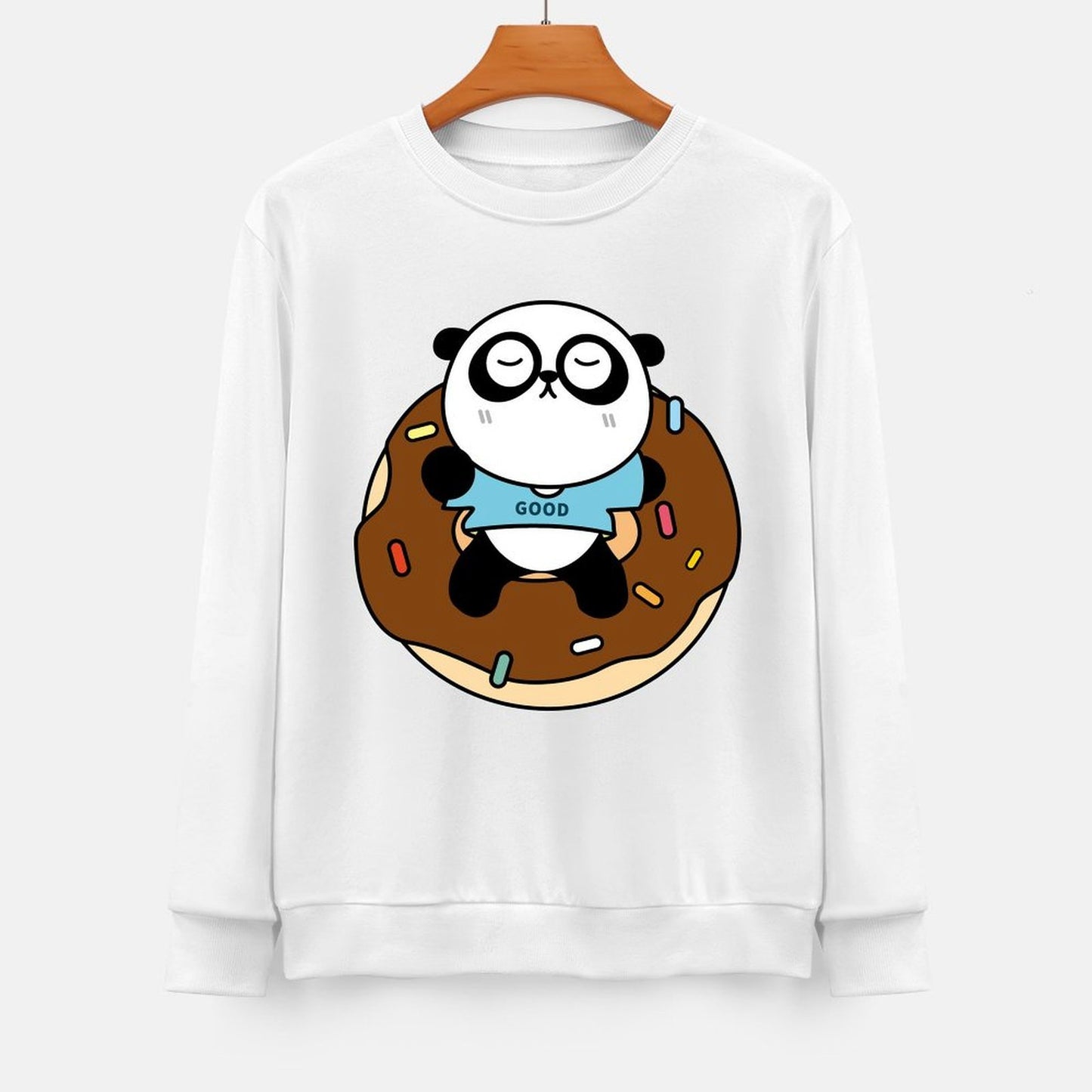 Front Patterned Long Sleeve TopCrew Neck Premium