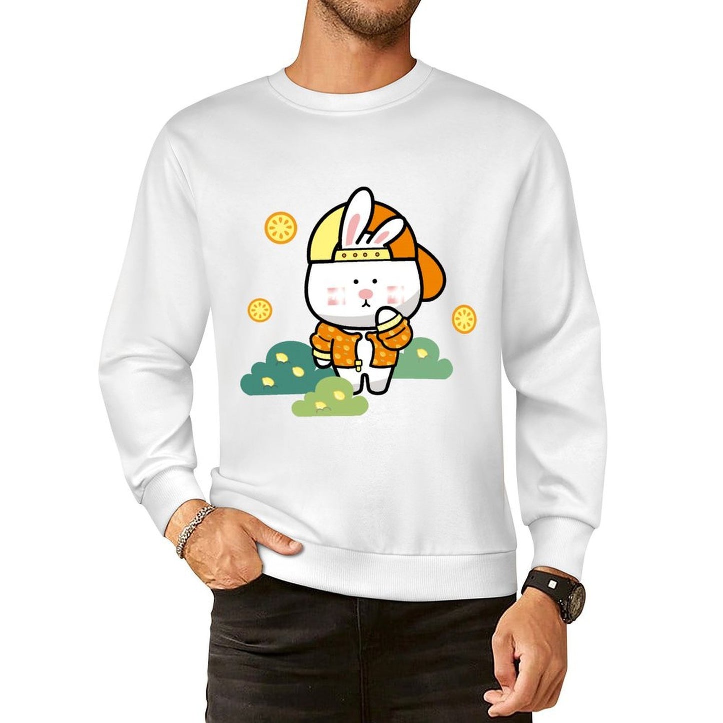 Front Patterned Long Sleeve Top Oversized RegularFit