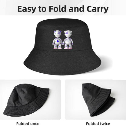 Black Bucket Hat with Subtle Logo Print Design