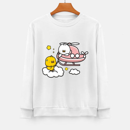 Front Patterned Long Sleeve Top Plain Cotton