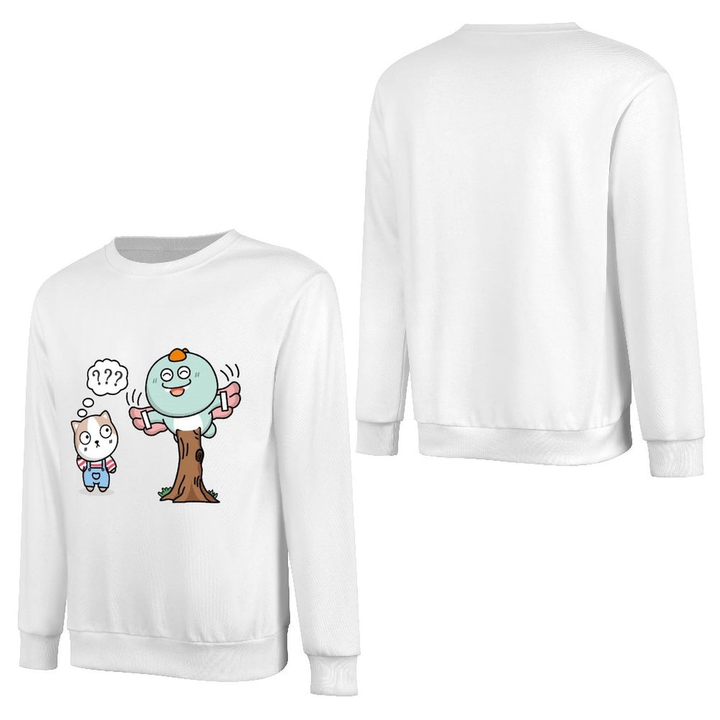 Front Patterned Long Sleeve TopSport Crew Neck