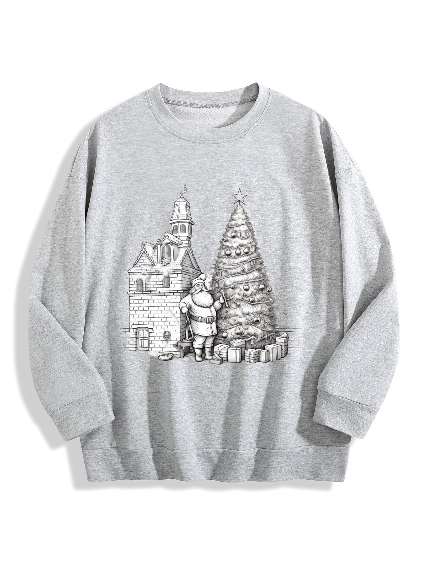 Customizable Christmas-themed long-sleeved shirt with a minimalist Santa Claus design