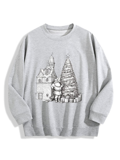 Customizable Christmas-themed long-sleeved shirt with a minimalist Santa Claus design