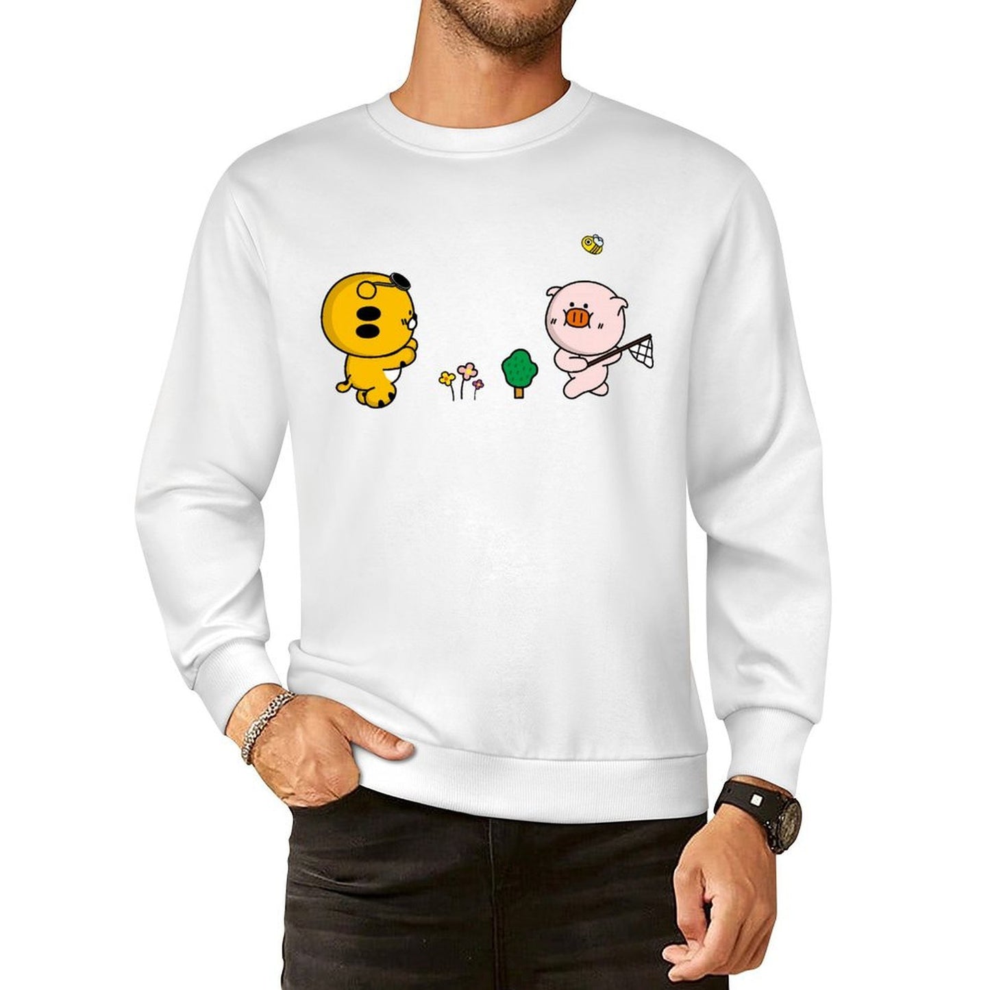 Front Patterned Long Sleeve TopFitted Heat-Transfer