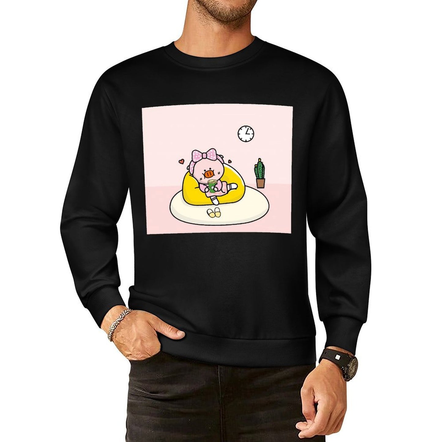 Front Patterned Long Sleeve TopRegularFit Fade-Resistant