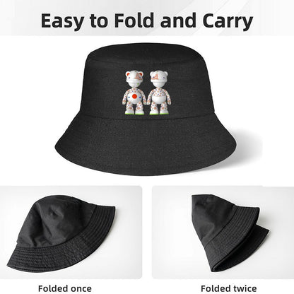 Street Style Black Bucket Hat with Print