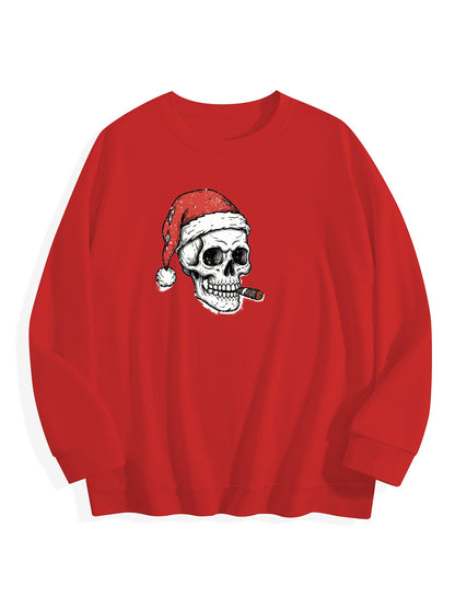 Customized Christmas-themed hoodies Skeleton smoking
