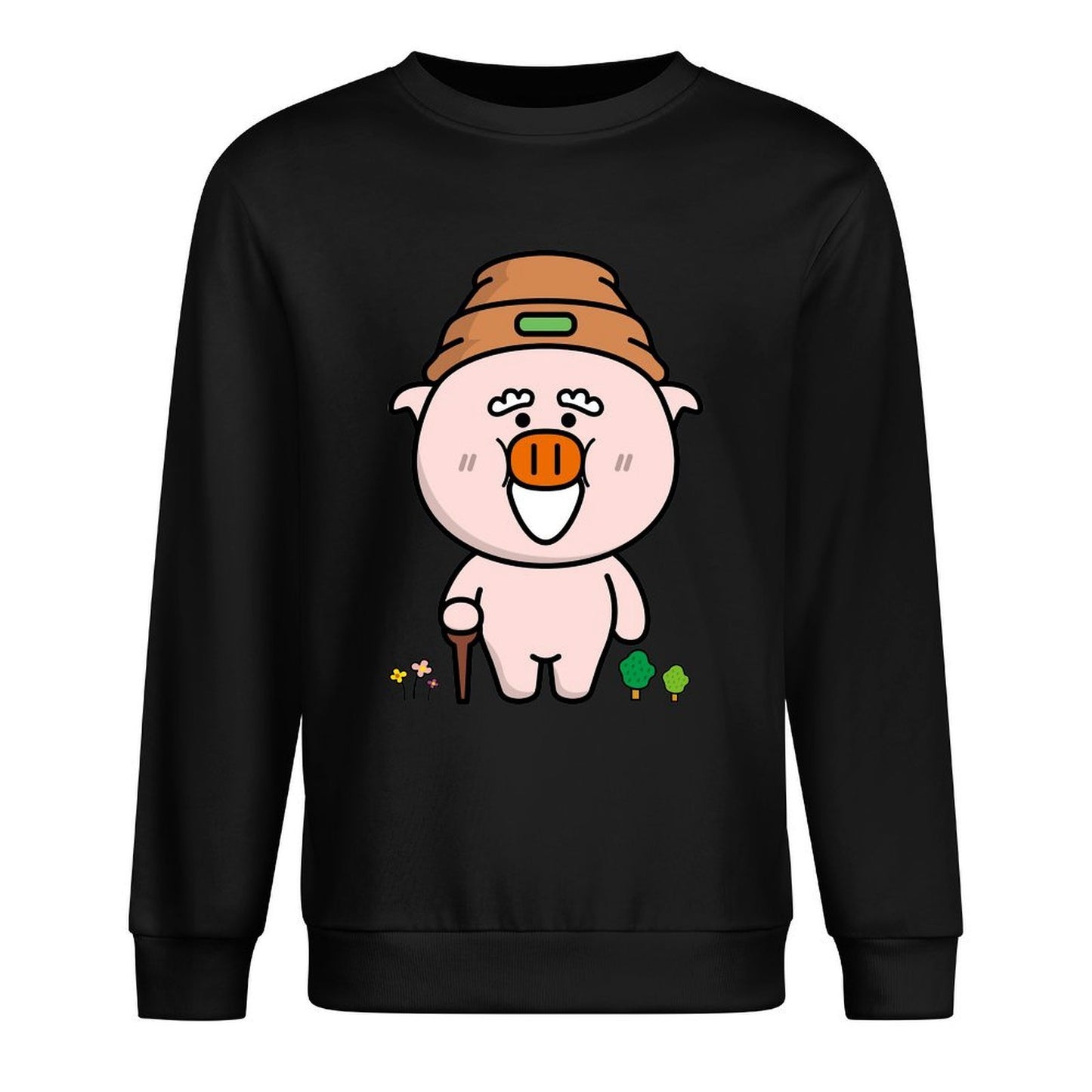 Front Patterned Long Sleeve TopCrewneck Essential