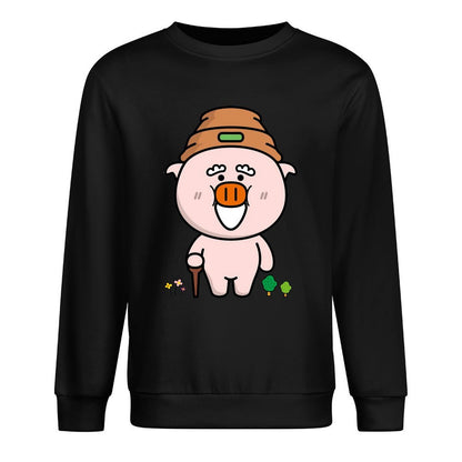 Front Patterned Long Sleeve TopCrewneck Essential