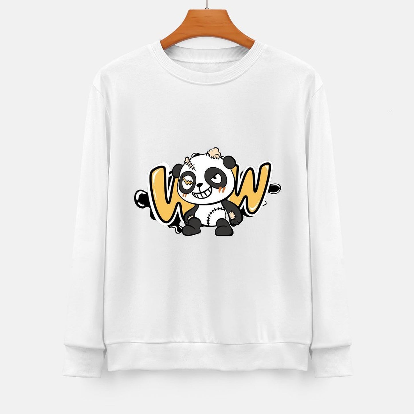 Front Patterned Long Sleeve TopCrew Neck Modern