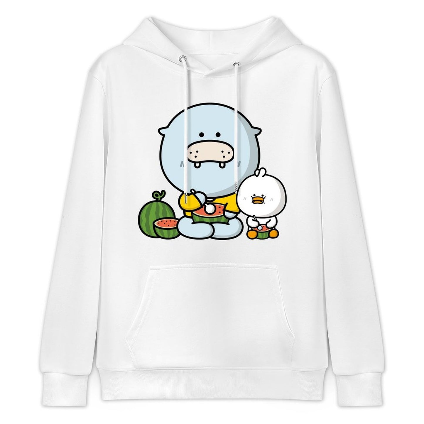 Relaxed Solid Front Graphic Hoodies