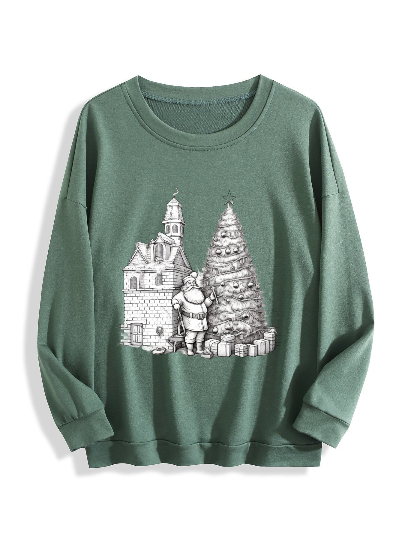 Customizable Christmas-themed long-sleeved shirt with a minimalist Santa Claus design