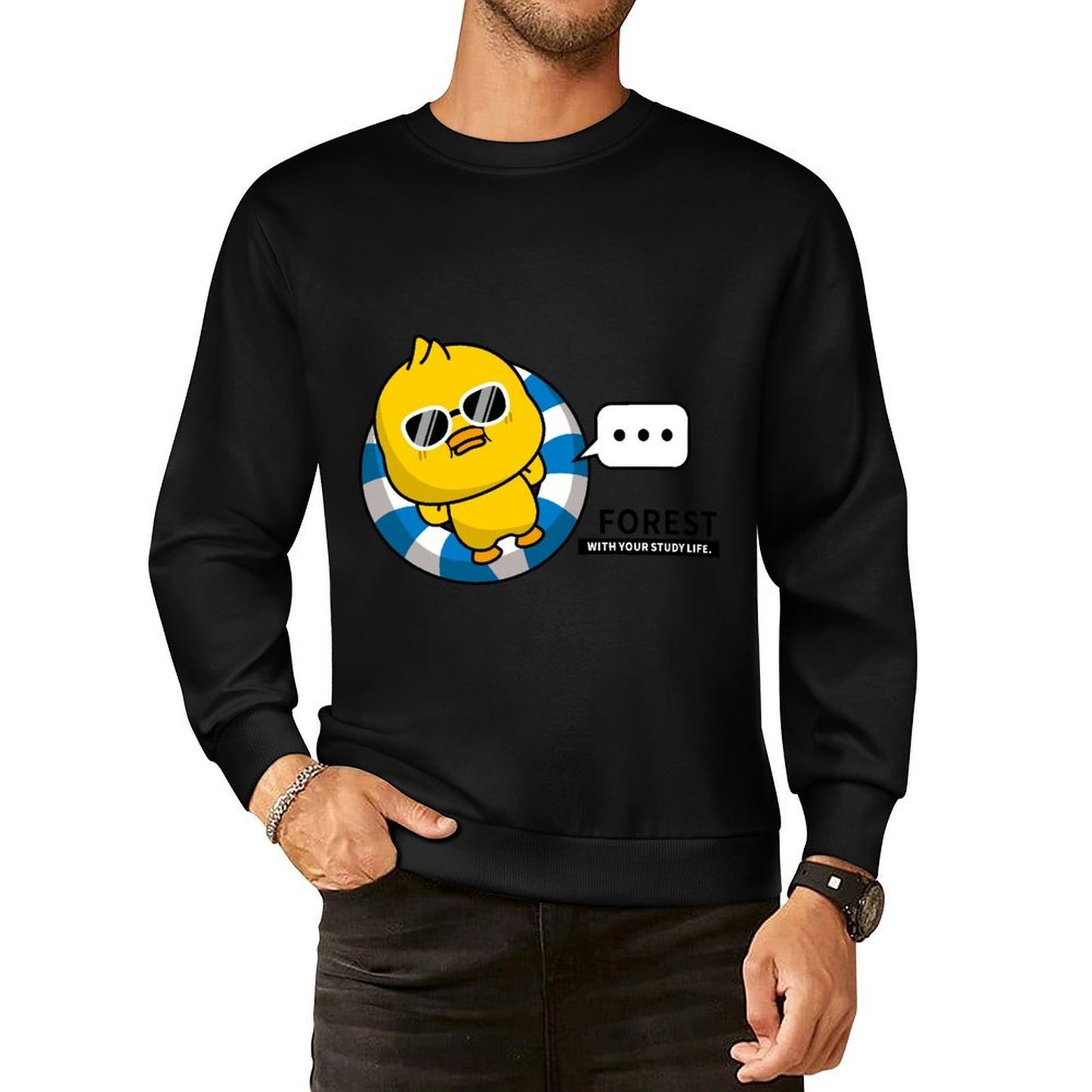 Front Patterned Long Sleeve TopSolid Fade-Proof