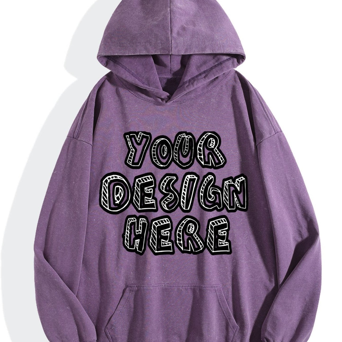 Washed Vintage Hoodie Without Drawstring - Violet