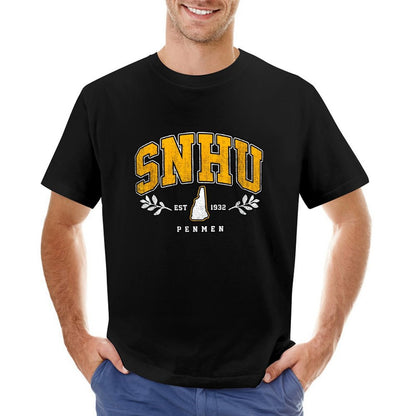 Inkmay Casual  Cotton T-shirt Snhu Logo With State Outline Unisex T-shirtWeekend Softstyle T-Shirt