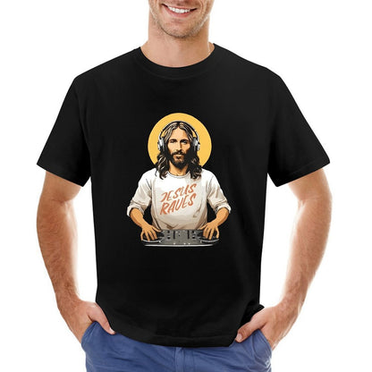 Inkmay Casual  Cotton T-shirt Jesus Wears Headphones And Tshirt Unisex T-shirtSport Modern T-Shirt